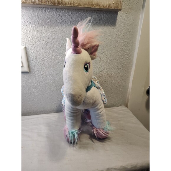 Build A Bear White Unicorn With Dress Friends Enchanted Plush BAB Rainbow Hair - Picture 16 of 16
